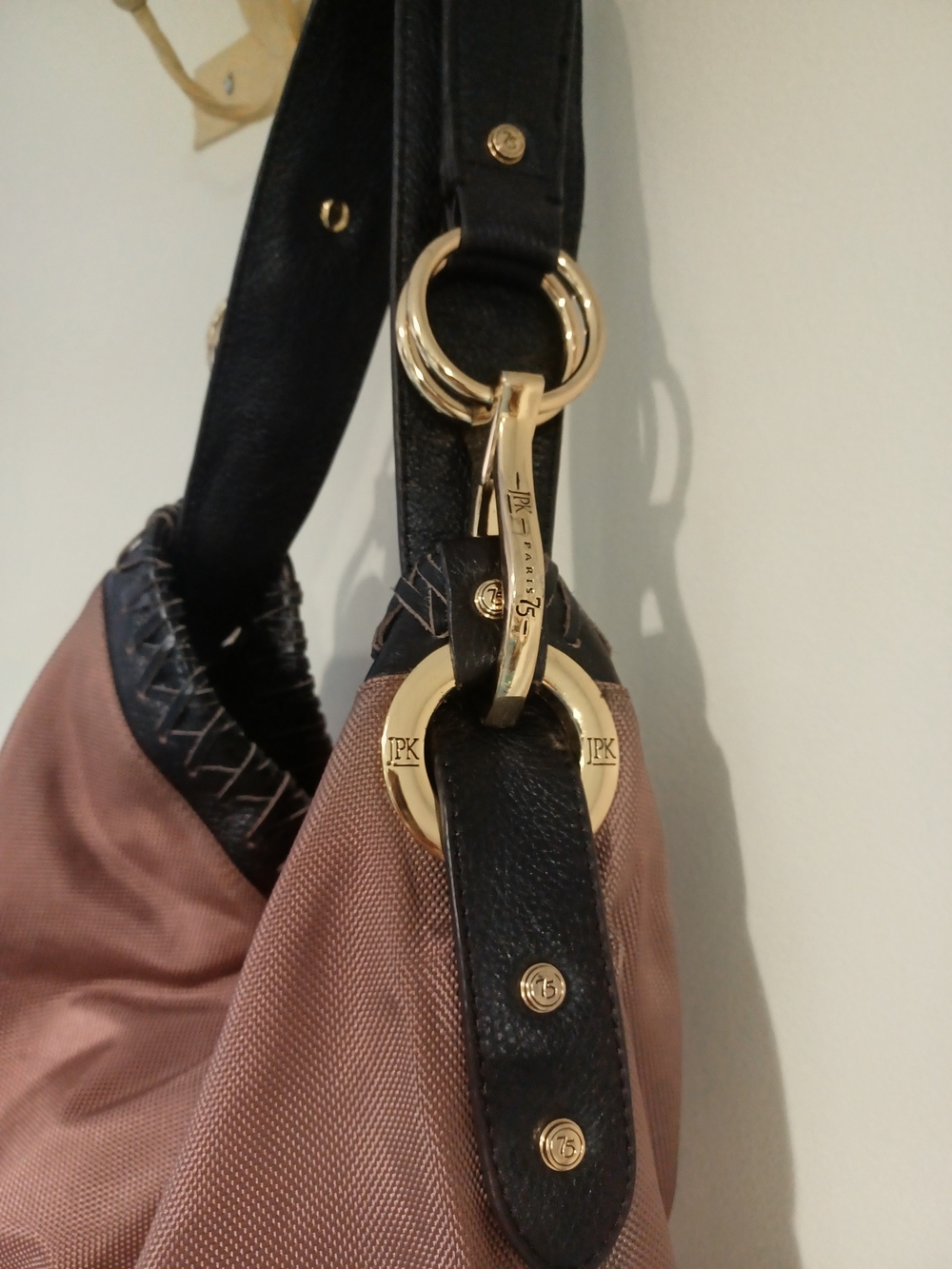 JPK Paris 75 Blush Brown Hobo with Dark Brown Leather Trim and Gold Hardware